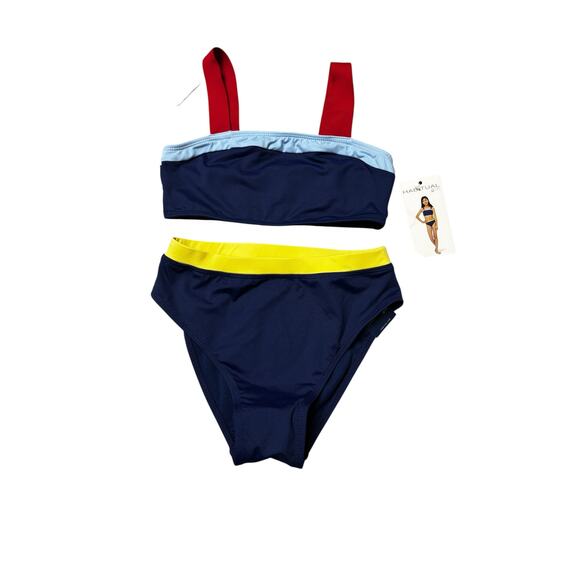 Habitual Swim Kids Color Block 2pc Swimsuit 12 Blue Red UPF 50+ Beach Vacation - Picture 8 of 8